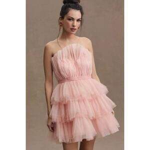 Anthropologie BHLDN Strapless Tiered Tulle Mini Dress Size 12 NWT